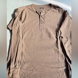Casual Brown Long Sleeve Henley for Men